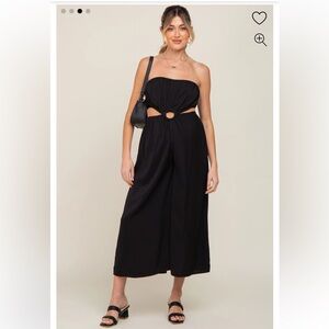 Pink Blush Black Cutout Strapless Wide Leg Maternity Jumpsuit